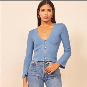 Reformation gellar knit top - blue
